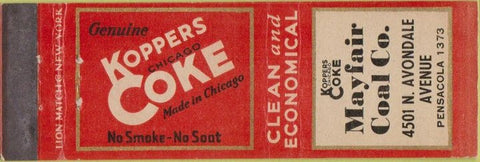 Matchbook Cover - Mayfair Coal Co Koppers Coke Chicago