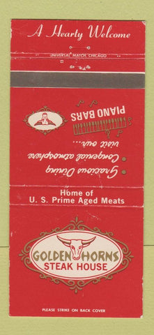 Matchbook Cover - Golden Horns Steak House Northlake IL WEAR 30 Strike
