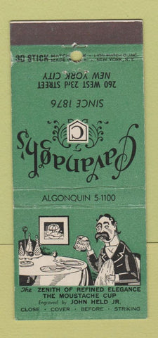 Matchbook Cover - Cavanagh's Restaurant New York City 30 Stick