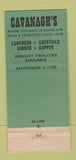 Matchbook Cover - Cavanagh's Restaurant New York City 30 Stick