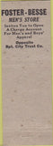 Matchbook Cover - Foster Besse Shoes Clothes Bridgeport CN