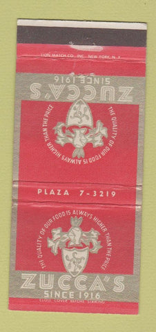 Matchbook Cover - Zucca's Restaurant New York City 30 Strike