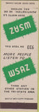 Matchbook Cover - WSAZ RADIO Huntington WV