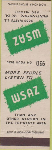 Matchbook Cover - WSAZ RADIO Huntington WV