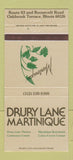 Matchbook Cover - Drury Lane Martinique Oakbrook Terrace IL 30 Strike