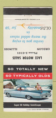Matchbook Cover - 1959 Oldsmobile Oregon IL 30 Strike