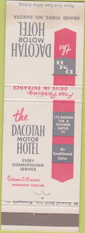 Matchbook Cover - Docotah Motel Hotel Grand Forks ND