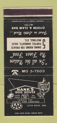 Matchbook Cover - Hank's Dog House Little Rock AR #1 30 Strike