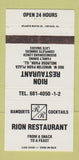 Matchbook Cover - Rion Restaurant Melrose Park IL 30 Strike