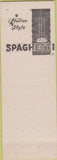 Matchbook Cover - Noble Road Tavern Spaghetti Restaurant