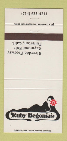 Matchbook Cover - Ruby Begonia's Fullerton CA girlie 30 Strike
