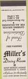 Matchbook Cover - Miller's Dining Room Lakewood OH