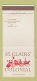 Matchbook Cover - St Clair Colonial  New York City Boston MA 30 Strike
