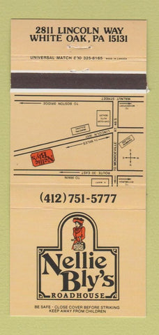 Matchbook Cover - Nellie Bly's Roadhouse White Oak PA 30 Strike