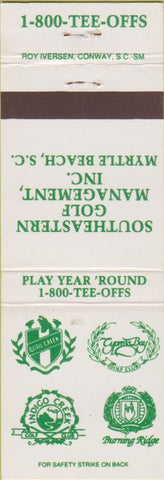 Matchbook Cover - Southwestern Golf Management Myrtle Beach SC