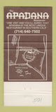 Matchbook Cover - Apadana Restaurant Newport Beach CA 30 Strike