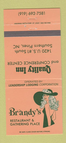 Matchbook Cover - Brandy's Quality Inn Southern Pines NC girlie 30 Strike