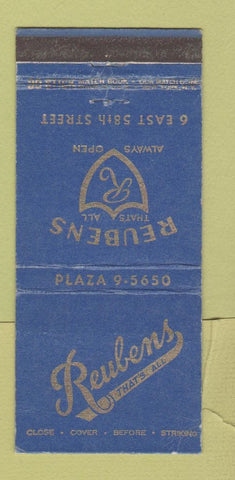 Matchbook Cover - Reubens Restaurant New York City WEAR 30 Stick