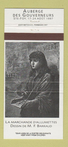 Matchbook Cover - Auberge Des Gouverneurs Ste Foy QC 1997 girlie 30 Strike