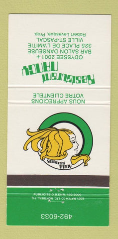 Matchbook Cover - Restaurant Nancy Ville St Pascal QC girlie 30 Strike