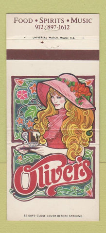 Matchbook Cover - Oliver's girlie Sheraton Hotel Savannah GA? 30 Strike