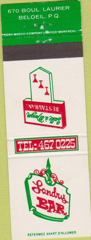 Matchbook Cover - Landry Bar Restaurant Beloeil PQ