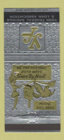 Matchbook Cover - York Federal Savings Loan PA 30 Strike