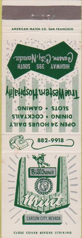Matchbook Cover - Bill Crow's Mint Carson City NV