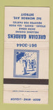Matchbook Cover - Grecian Gardens Detroit MI WEAR 30 Strike