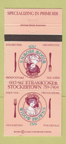 Matchbook Cover - Widow Brown's Inn Stockertown PA Wescoesville 30 Strike