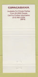 Matchbook Cover - Copacabana New York City girlie 30 Strike