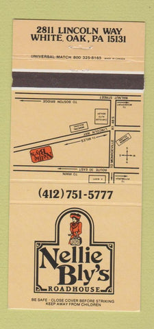 Matchbook Cover - Nellie Bly's Roadhouse White Oak PA 30 Strike