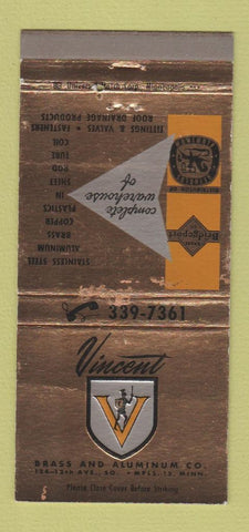 Matchbook Cover - Vincent Brass Aluminum Minneapolis MN girlie 30 Strike