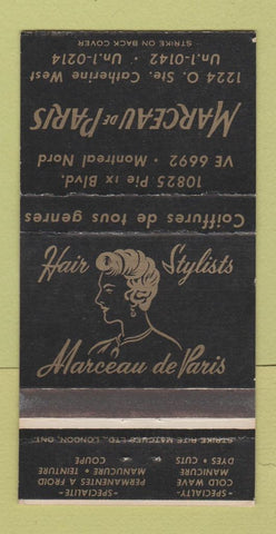 Matchbook Cover - Marceau de Paris Salon Montreal QC 30 Strike