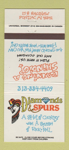 Matchbook Cover - Diamonds Spurs Clinton Township MI girlie 30 Strike