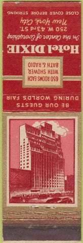 Matchbook Cover - Hotel Dixie New York NY