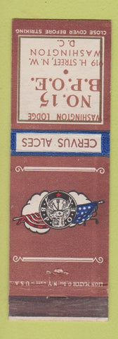 Matchbook Cover - Elks Lodge Washington DC