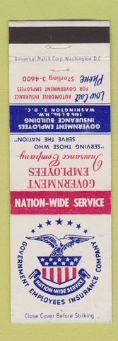 Matchbook Cover - Government Employees Insurance Washington DC