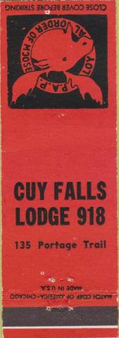 Matchbook Cover - Moose Lodge Guy Falls Lodge 918