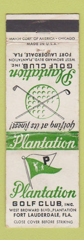 Matchbook Cover - Plantation Golf Club Fort Lauderdale FL