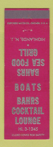 Matchbook Cover - Bahrs Cocktail Lounge Highlands NJ