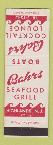 Matchbook Cover - Bahrs Seafood Grill Highlands NJ