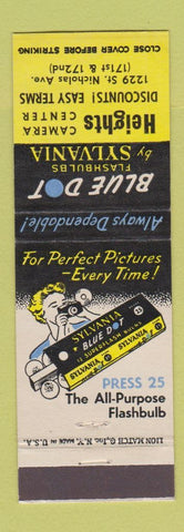 Matchbook Cover - Sylvania Blue Dot Camera Flash Heights New York City?