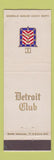 Matchbook Cover - Detroit Club MI