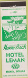 Matchbook Cover - Hotel Leman Bremen IN