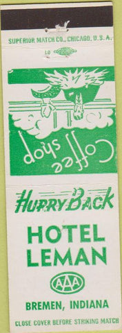 Matchbook Cover - Hotel Leman Bremen IN