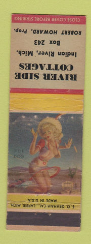 Matchbook Cover - River Side Cottages Indian River MI pinup WORN