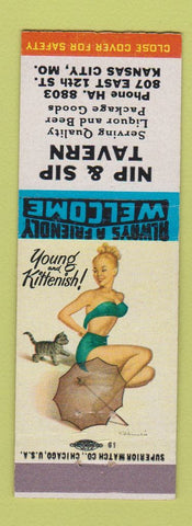 Matchbook Cover - Nip and Sip Tavern Kansas City MO pinup WEAR