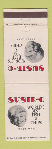 Matchbook Cover - Susie Q's Fish and Chips girlie