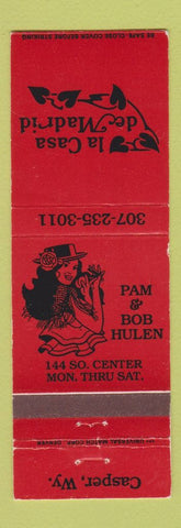 Matchbook Cover - La Casa De Madrid Mexican Restaurant Casper WY girlie